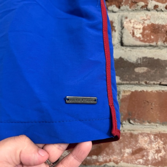 Parke & Ronen Red and Blue Trimmed Swimtrunks Size 36 - Picture 3 of 8